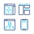 Set line Mobile phone, Server, Data, Browser window and files icon. Vector Royalty Free Stock Photo
