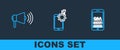 Set line Mobile Question and Exclamation, Megaphone and service icon. Vector