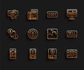 Set line Mobile stock trading, with dollar, Stacks paper money cash, Financial book, Bitcoin, Sell button and Browser