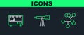 Set line Molecule, Electrical measuring instruments and Telescope icon. Vector Royalty Free Stock Photo