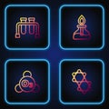 Set line Molecule, Ozone, Test tube and Alcohol or spirit burner. Gradient color icons. Vector