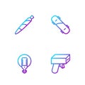Set line Money gun, Microphone, Marijuana joint, spliff and Skateboard. Gradient color icons. Vector