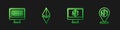Set line Monitor with art store app, Binary code, Ethereum ETH and NFT Digital crypto. Gradient color icons. Vector