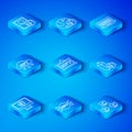 Set line Monitor with art store app, NFT Digital crypto, Binary code, cloud, and blockchain technology icon. Vector Royalty Free Stock Photo