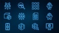 Set line Monitor with art store app, NFT Digital crypto, blockchain technology, Cyber security, Binary code and Search Royalty Free Stock Photo