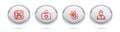 Set line Monitor with baseball game, First aid kit, Baseball and player. Silver circle button. Vector