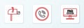 Set line Monitor with FAQ information, Open mail box and Phone call icon. Vector