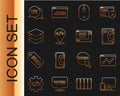 Set line Monitor and mobile, Website statistic, development, Computer mouse, Front end, Layers, UI UX design and icon Royalty Free Stock Photo