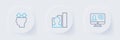 Set line Monitor with resume, Productive human and User of icon. Vector