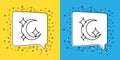 Set line Moon and stars icon isolated on yellow and blue background. Vector Illustration Royalty Free Stock Photo