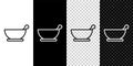 Set line Mortar and pestle icon isolated on black and white background. Vector Illustration Royalty Free Stock Photo