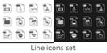 Set line MOV file document, WMA, XSL, MP3, XLS, MP4, and EPS icon. Vector Royalty Free Stock Photo