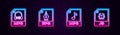 Set line MP3 file document, EPS, and JS. Glowing neon icon. Vector Royalty Free Stock Photo
