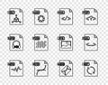 Set line MP3 file document, GIF, HTML, SVG, OBJ, PNG, MSG and XML icon. Vector Royalty Free Stock Photo