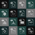 Set line MP3 file document, OTF, RUBY, CSS, HTML, MAX and AI icon. Vector Royalty Free Stock Photo