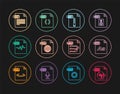 Set line MP3 file document, OTF, ZIP, HTML, TXT, M3U and CSS icon. Vector Royalty Free Stock Photo