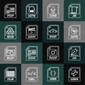 Set line MSG file document, AI, MP3, OGG, MOV, 3DS, PDF and PHP icon. Vector Royalty Free Stock Photo