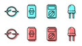 Set line Multimeter, Electric circuit scheme, Electric light switch and Light emitting diode icon