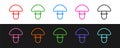 Set line Mushroom icon isolated on black and white background. Vector