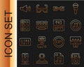 Set line Music player, wave equalizer, note, tone, DJ remote and mixing music, playlist, Speaker volume and Bitrate icon