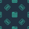 Set line Music playlist, Fast forward and player on seamless pattern. Vector