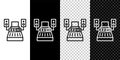 Set line Music sound recording studio control room with professional equipment icon isolated on black and white Royalty Free Stock Photo