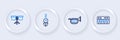 Set line Music synthesizer, Trumpet, Violin and Bongo drum icon. Vector Royalty Free Stock Photo
