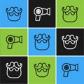 Set line Mustache and beard, and Hair dryer icon. Vector
