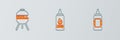 Set line Mustard bottle, Barbecue grill and Ketchup icon. Vector