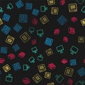 Set line MySQL code, Computer monitor screen, Binary and on seamless pattern. Vector Royalty Free Stock Photo