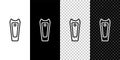 Set line Nail cutter icon isolated on black and white, transparent background. Nail clipper. Vector