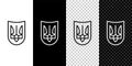 Set line National emblem of Ukraine icon isolated on black and white background. Ukrainian trident. Vector Royalty Free Stock Photo