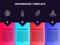 Set line Native American Indian, Wooden log, Mushroom and teepee or wigwam. Business infographic template. Vector