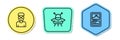 Set line Nerd geek, UFO flying spaceship and Card game. Colored shapes. Vector Royalty Free Stock Photo