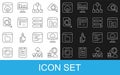 Set line Network cloud connection, Broken file, Folder tree, Loading window, Search concept with folder, Failed access Royalty Free Stock Photo