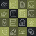 Set line Network cloud connection, Cloud computing lock, Failed access storage, File document, Browser files, Search and Royalty Free Stock Photo
