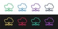 Set line Network cloud connection icon isolated on black and white background. Social technology. Cloud computing Royalty Free Stock Photo