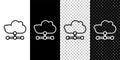 Set line Network cloud connection icon isolated on black and white background. Social technology. Cloud computing Royalty Free Stock Photo