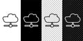 Set line Network cloud connection icon isolated on black and white background. Social technology. Cloud computing Royalty Free Stock Photo