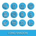 Set line Network cloud connection, Monitor with graph chart, Server and gear, Data stream, analysis, Failed access Royalty Free Stock Photo