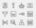Set line Neural network, Binary code, Artificial intelligence robot, Server, AI, Web developer programming, Algorithm Royalty Free Stock Photo