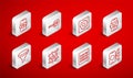 Set line Neural network, Binary code, Computer api interface, Chat bot, Artificial intelligence AI, and Funnel filter Royalty Free Stock Photo