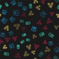 Set line Neural network, Binary code, Server, Data and Funnel filter on seamless pattern. Vector Royalty Free Stock Photo