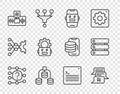 Set line Neural network, Chat bot, Server, Data, Artificial intelligence AI, Robot setting, Web developer programming Royalty Free Stock Photo