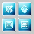 Set line Neural network, Cloud database, Server, Data and Binary code icon. Vector Royalty Free Stock Photo