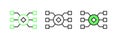 Set line Neural network icon isolated on white background. Artificial intelligence AI. Vector