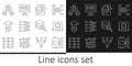 Set line Neural network, Processor CPU, Server, Data, Graduation cap, and Algorithm icon. Vector Royalty Free Stock Photo