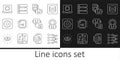 Set line Neural network, Robot setting, Artificial intelligence robot, Processor CPU, Computer api interface, and Server Royalty Free Stock Photo