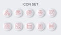 Set line Neural network, Server, Data, Artificial intelligence AI, Chat bot, Computer api interface and icon. Vector Royalty Free Stock Photo