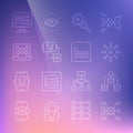 Set line Neural network, Server, Data, Processor CPU, Artificial intelligence robot, Algorithm and Web developer